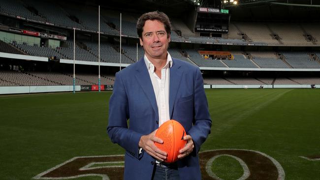 AFL chief Gillon McLachlan worked 18-hour days to ensure footy’s survival. Picture: Stuart McEvoy