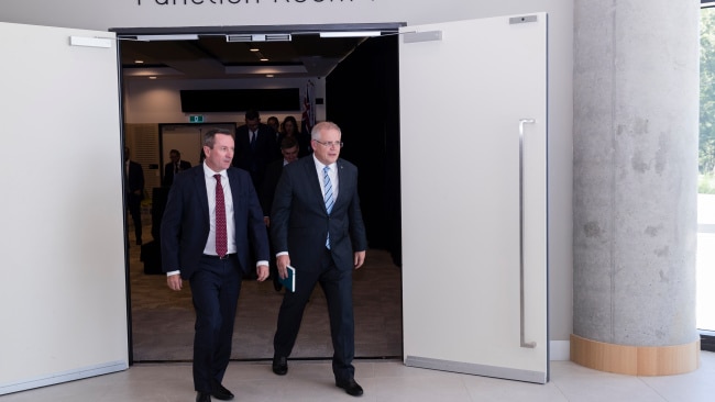 WA Premier Mark McGowan (left) and Prime Minster Scott Morrison (right) in March 2020. Photo: Getty Images