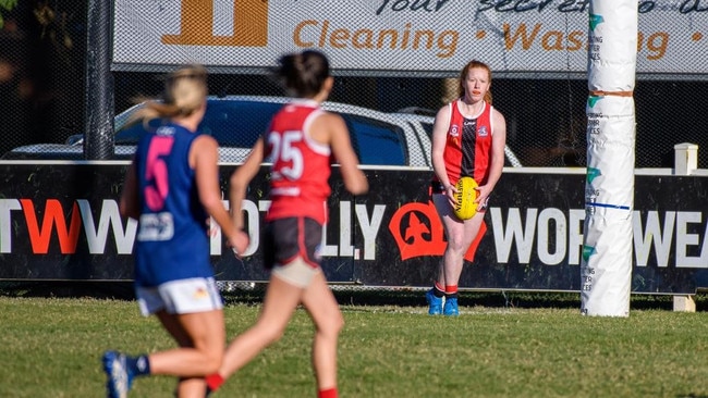 Chloe Campbell lines up a defensive kick against Tweed Coolangatta