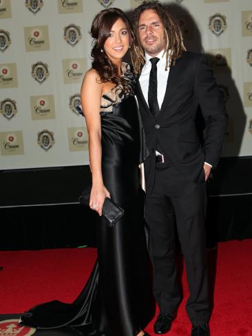 <p>2008 Brownlow Medal. Red carpet arrivals. Hawthorns Chance Bateman and Jessica Heasman. Picture: Bruce Magilton</p>