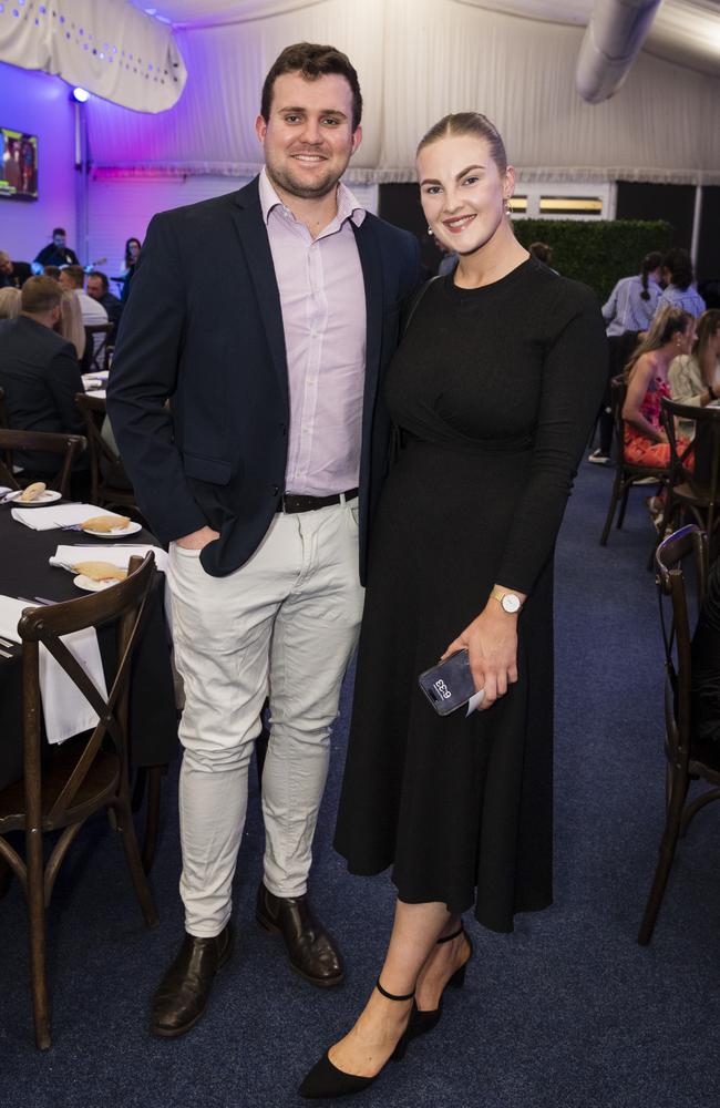 James Quinn and Neve O'Neill representing Pittsworth at the TRL awards night at Clifford Park Racecourse, Friday, September 8, 2023. Picture: Kevin Farmer