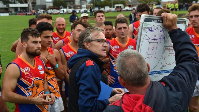 Laidley coaching Maribyrnong in the EDFL. Picture: Josie Hayden