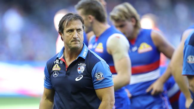 Luke Beveridge was not impressed with his team. Picture: AAP Images 