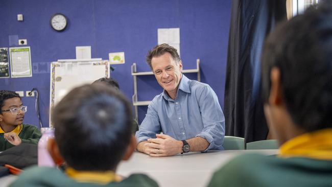 NSW Premier Chris Minns visits Girraween Public School in western Sydney. Picture: Jeremy Piper