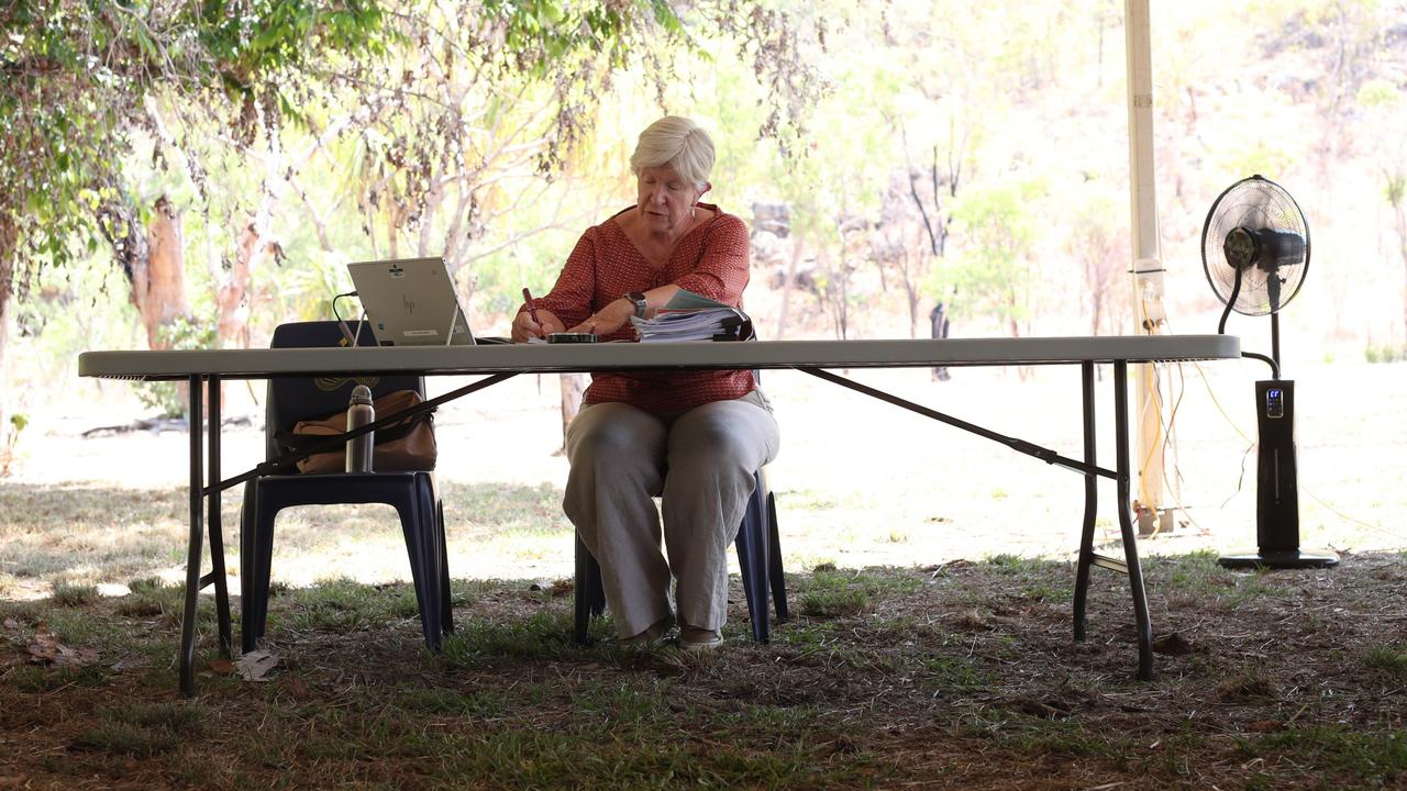 Territory Local Court chief judge Elizabeth Morris at the Gunlom Falls sacred site hearing on Jawoyn Country, on October 22. Picture: Zizi Averill