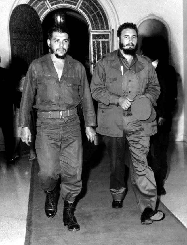 Argentine-born revolutionary Guevara with Cuban leader Fidel Castro in Havana's famous "1830" restaurant in 1963, four years after they led the revolution that toppled Cuban dictator Fulgencio Batista. Picture: AFP