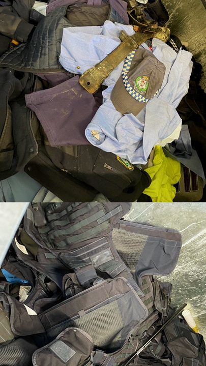 Police vests and uniforms DUMPED in a bin