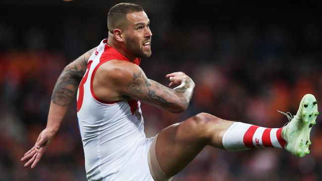 Lance Franklin is benefiting from greater time on the training track. Picture. Phil Hillyard