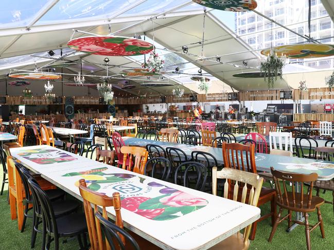 The outdoor dining area ready for the first day of the Taste of Summer festival at PW1. Picture: Nikki Davis-Jones