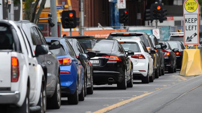 Peak-hour traffic congestion has pushed out Melbourne drivers’ average morning-commute times to 43 minutes. Picture: Josie Hayden