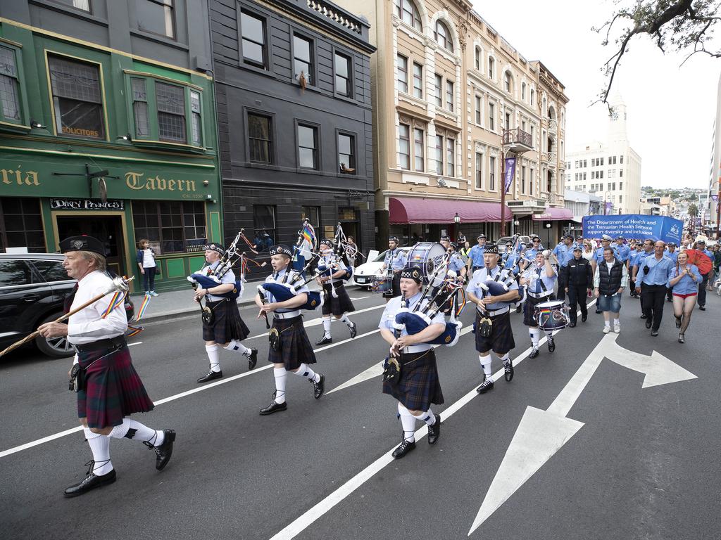 Pride March through Hobart. Picture Chris Kidd