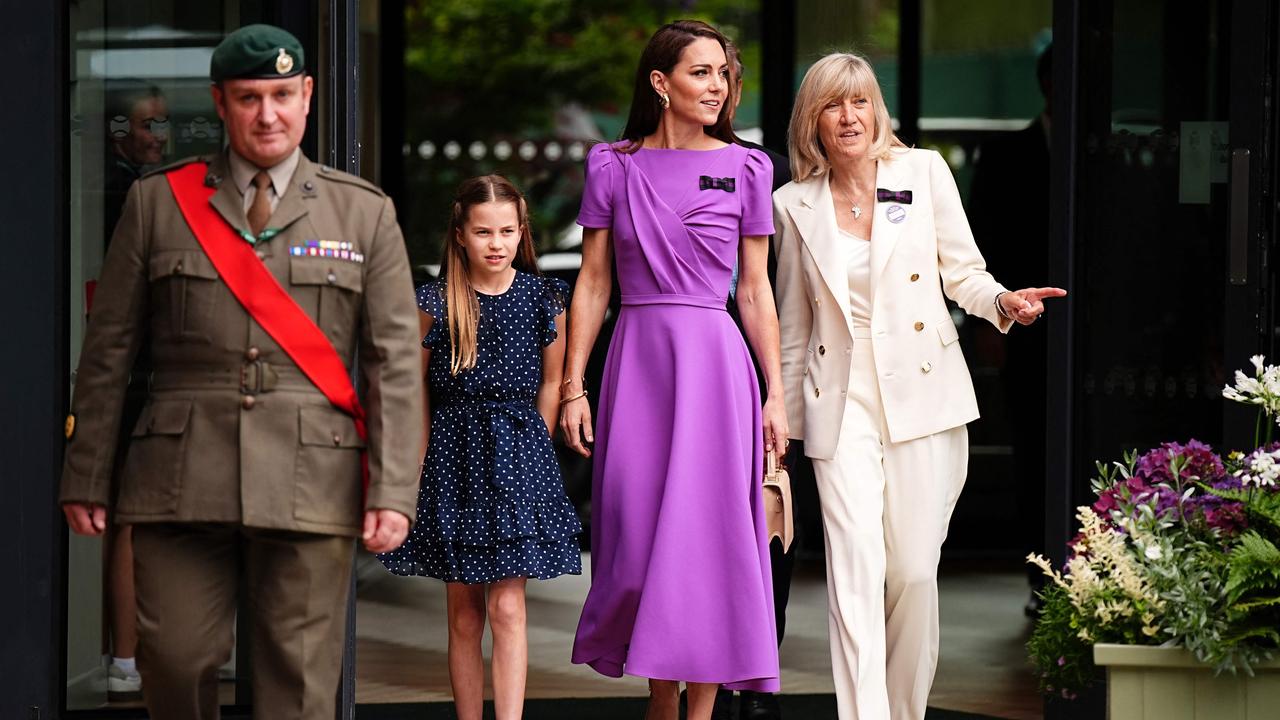 The Princess of Wales and her daughter Princess Charlotte arrive to attend the men's singles final tennis match. Pcture: AFP.