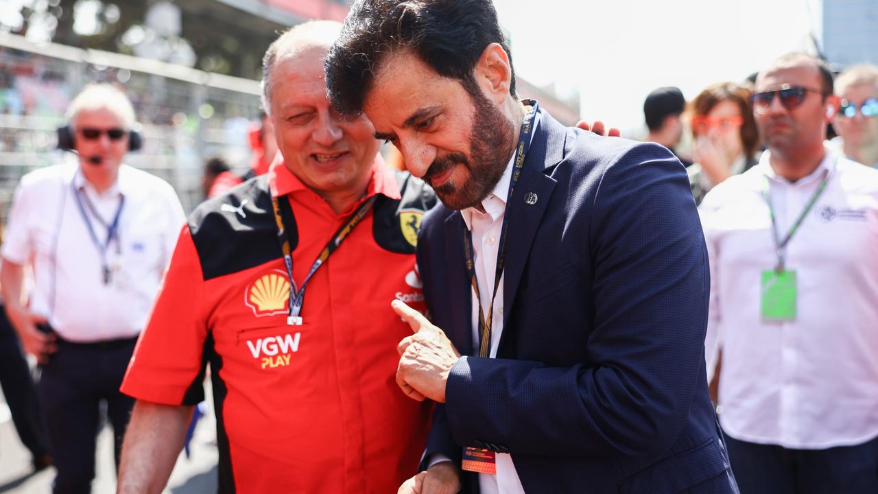 Mohammed ben Sulayem (R), FIA President, sent his best wishes to those impacted by the floods. (Photo by Mark Thompson/Getty Images)