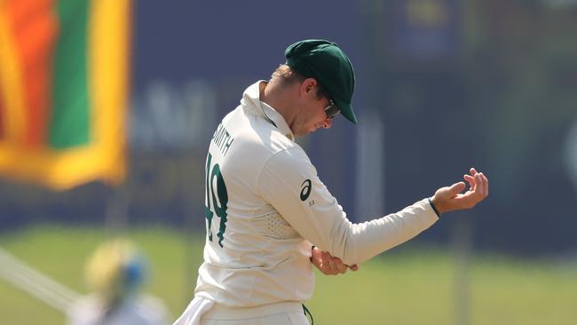 Steve Smith’s elbow caused him some trouble in the Test series against Sri Lanka. (Photo by Robert Cianflone/Getty Images)