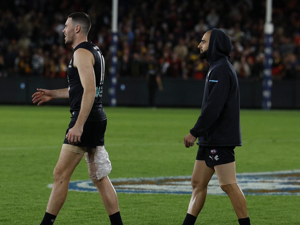 Mitch McGovern and Adam Saad both did their hammies at the same time. Picture: Michael Klein