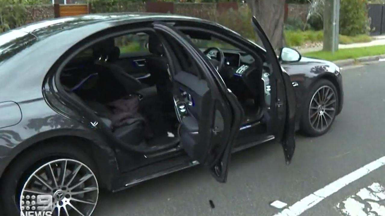 It’s alleged a separate group of teenagers stole a Mercedes from a house in Toorak. Picture: Nine News