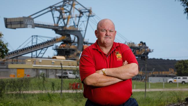 Councillor and former head of the Collinsville lodge of the CFMEU, Mike Brunker, at Adani's Abbot Point coal terminal. Picture: Cameron Laird.