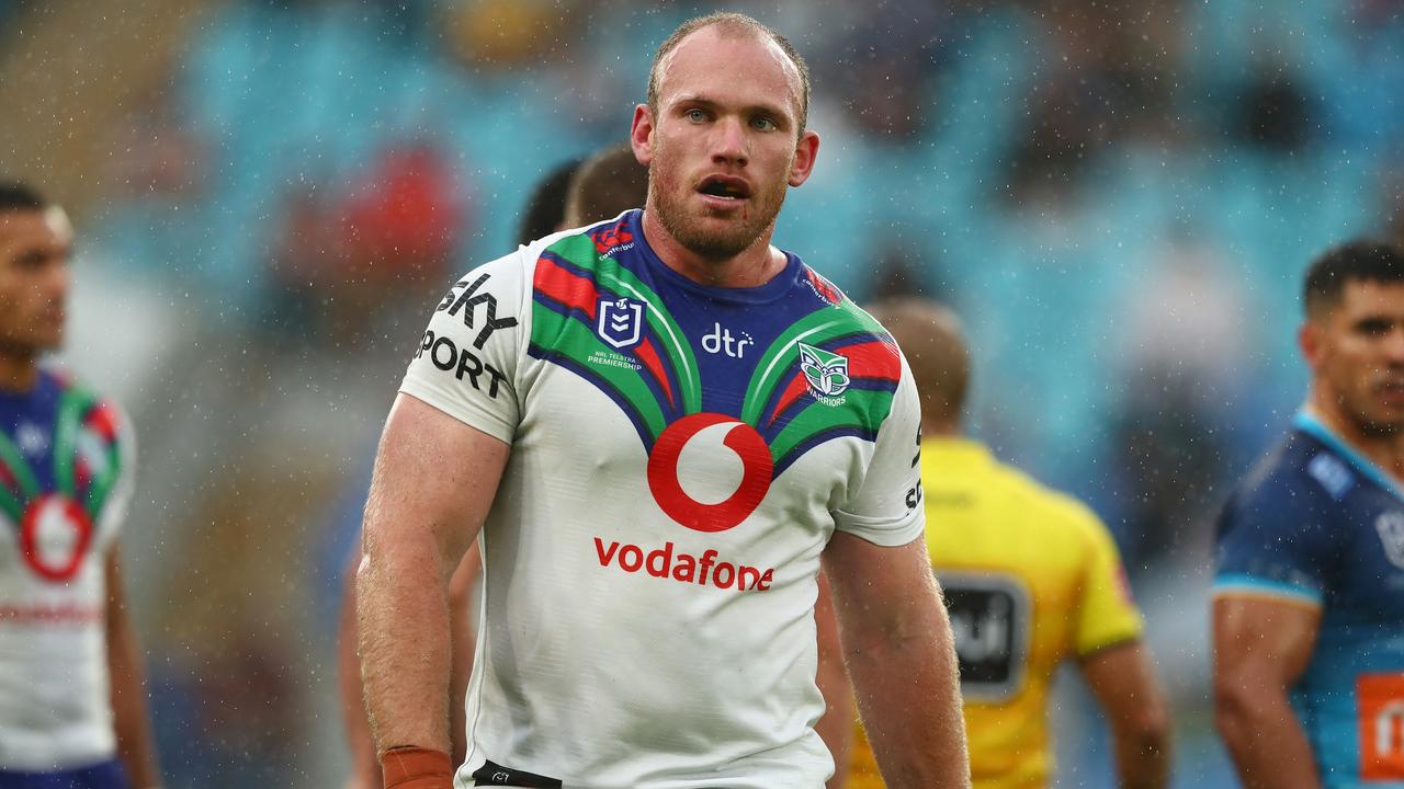 GOLD COAST, AUSTRALIA – SEPTEMBER 05: Matthew Lodge of the Warriors is sent off during the round 25 NRL match between the Gold Coast Titans and the New Zealand Warriors at Cbus Super Stadium, on September 05, 2021, in Gold Coast, Australia. (Photo by Chris Hyde/Getty Images)