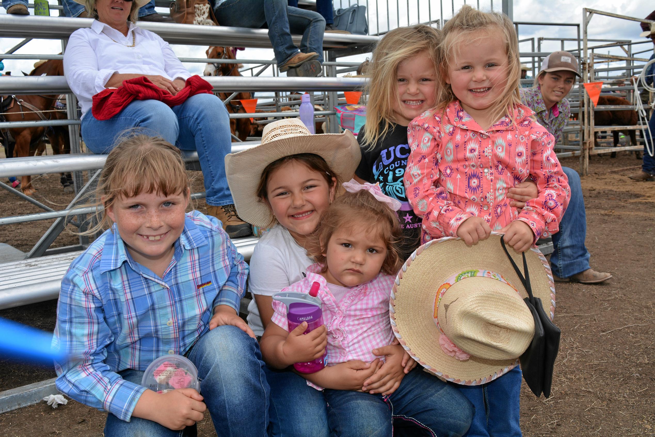 Lowood rodeo, Georgia Gordon, April and Indi Augustin, Aleigha Gordon. Picture: Meg Bolton