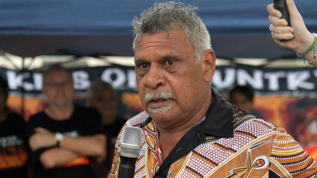 Eric Fejo at Invasion Day protests outside the notorious Don Dale Youth Detention Centre. Picture: (A)manda Parkinson