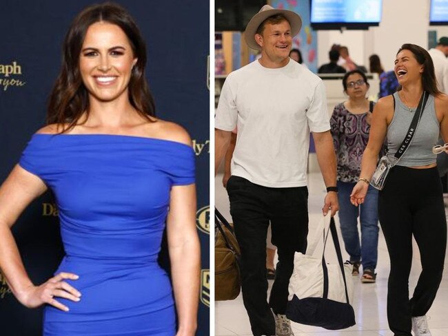 Ch 9 host looks all loved up with NRL star