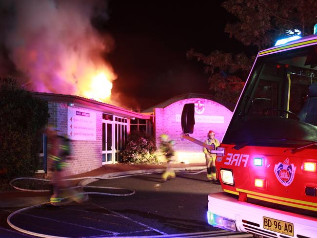 The fire at Quakers Hill Uniting Church in 2013.