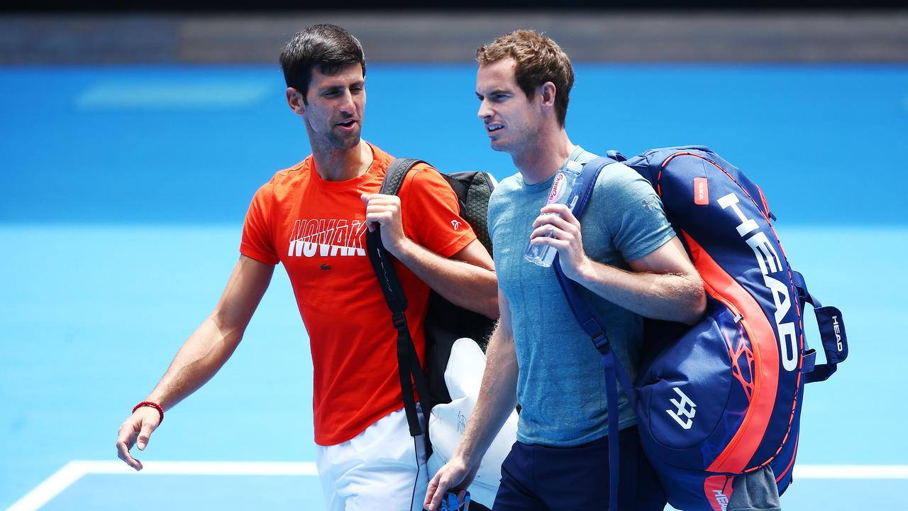 Novak Djokovic (L) and Andy Murray at the Australian Open in 2019.. Picture: Getty