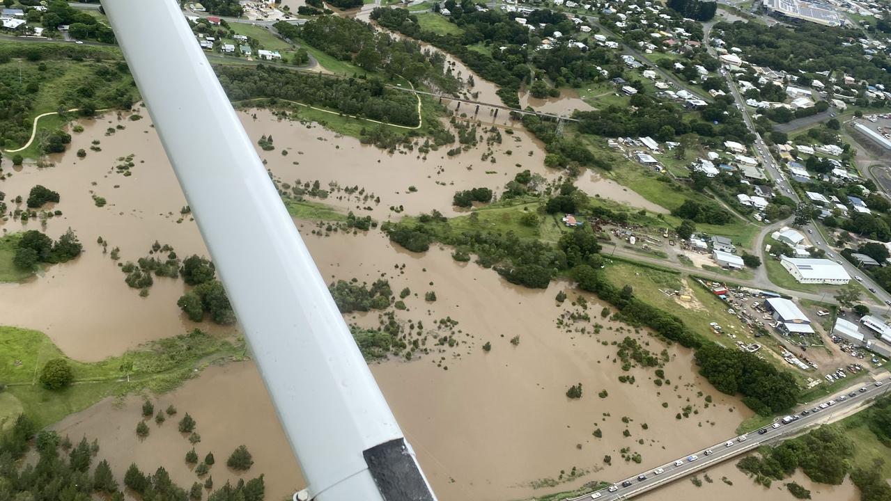 Photos of flooding around Gympie captured by Paul McKeown, chief pilot Wide Bay Air Charter.