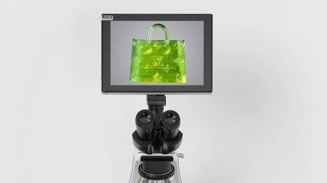 The bag was auctioned with its own microscope and viewing screen. Picture: MSCHF