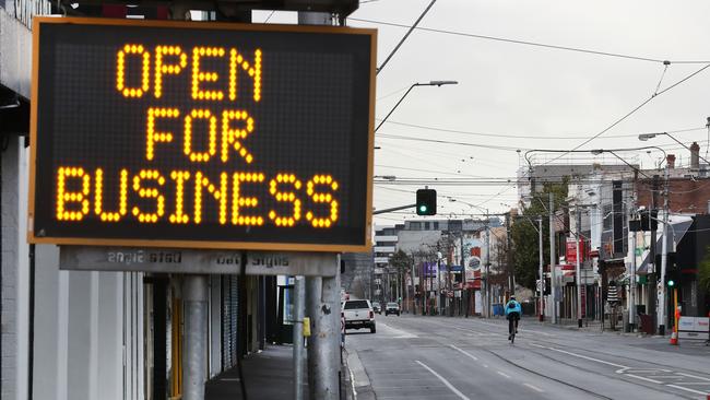 Multiple stores remain closed along Richmond’s Victoria Street in inner city Melbourne. Picture: NCA NewsWire/ David Crosling