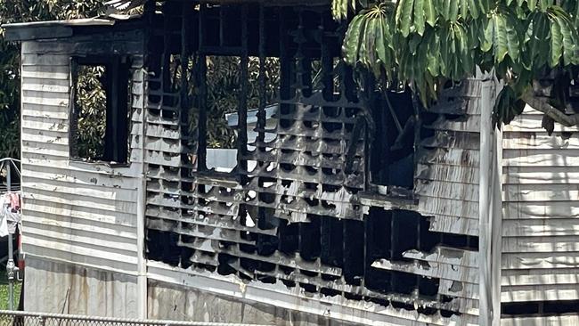 Aftermath of a large fire that engulfed a Mudgeeraba home early on Tuesday morning.