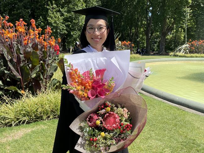 Catherine Zhuang graduated with a Master of Construction Law at the 2024 University of Melbourne graduations. Picture: Himangi Singh