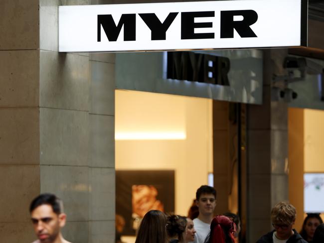 SYDNEY, AUSTRALIA - NewsWire Photos MAY 4, 2024: Myer signage in Pitt Street mall, Sydney CBD. Federal budget stock images.Picture: NCA NewsWire / Damian Shaw