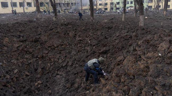 The aftermath of Russian army bombardment on a children hospital in Mariupol, southeastern Ukraine.