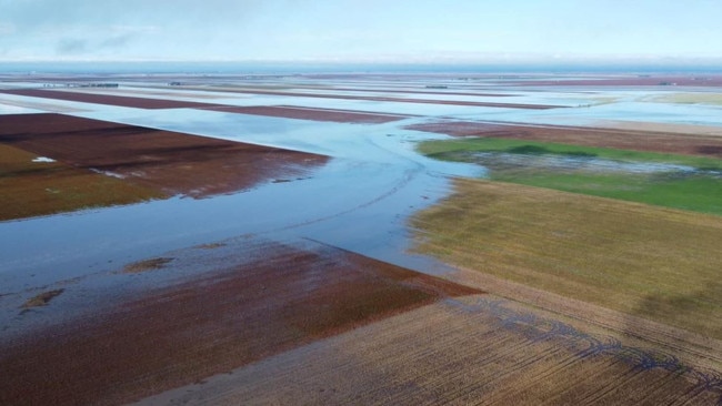 Flooding at Formartin, 40km southeast of Dalby, after 102mm in the past 24 hours. Picture: Peter Waddell