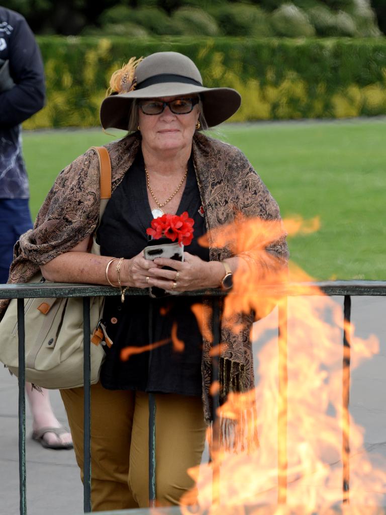 Carolyn Pearson at Remembrance Day commemorations at the Shine. Picture: Andrew Henshaw