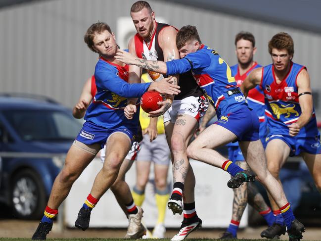 SFL Community League. Jye County New Norfolk with Will Quarrier and Jonny Thorpe Huonville Lions.   Huonville Lions V New Norfolk.  Picture: Nikki Davis-Jones