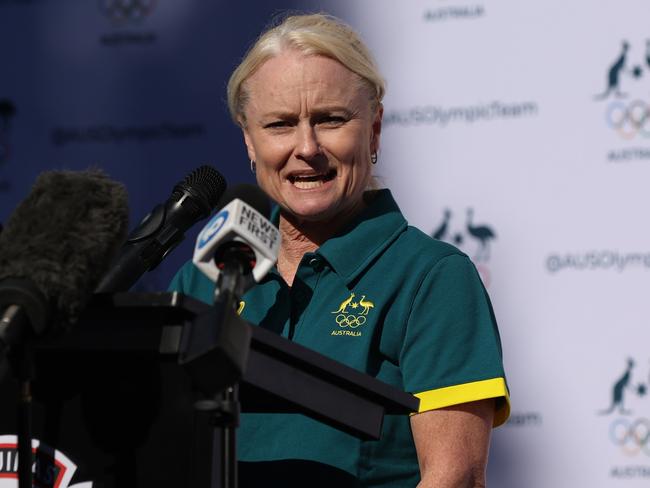Hockeyroos coach Katrina Powell has addressed the furore over striker Rosie Malone’s omission from the Paris Olympic squad. Picture: Getty Images
