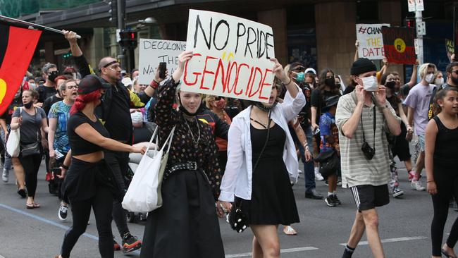 Marchers walked from Victoria Square to Parliament House and back again before a rally was held. Picture: NCA NewsWire/Emma Brasier.