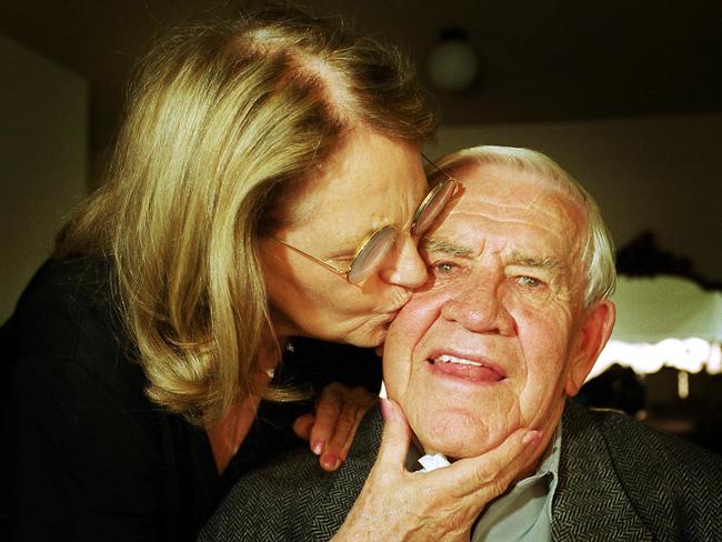 Lou Richards celebrates his 80th birthday in 2003 with his wife of 50 years, Edna.