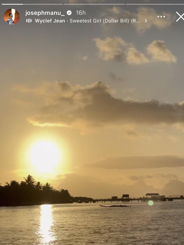 Roosters star Joseph Manu visited Tahiti before joining NZ camp. Credit: Instagram