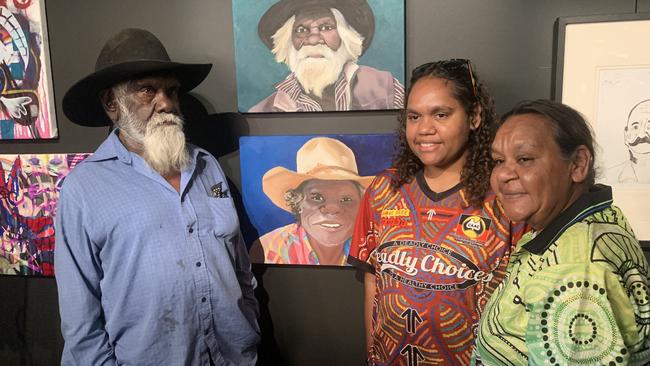 Centralian Senior College graduate and artist Danae Moore painted two portraits – one of her grandfather, and one of her great grandfather. They are the first portraits she has completed. Picture: Sierra Haigh