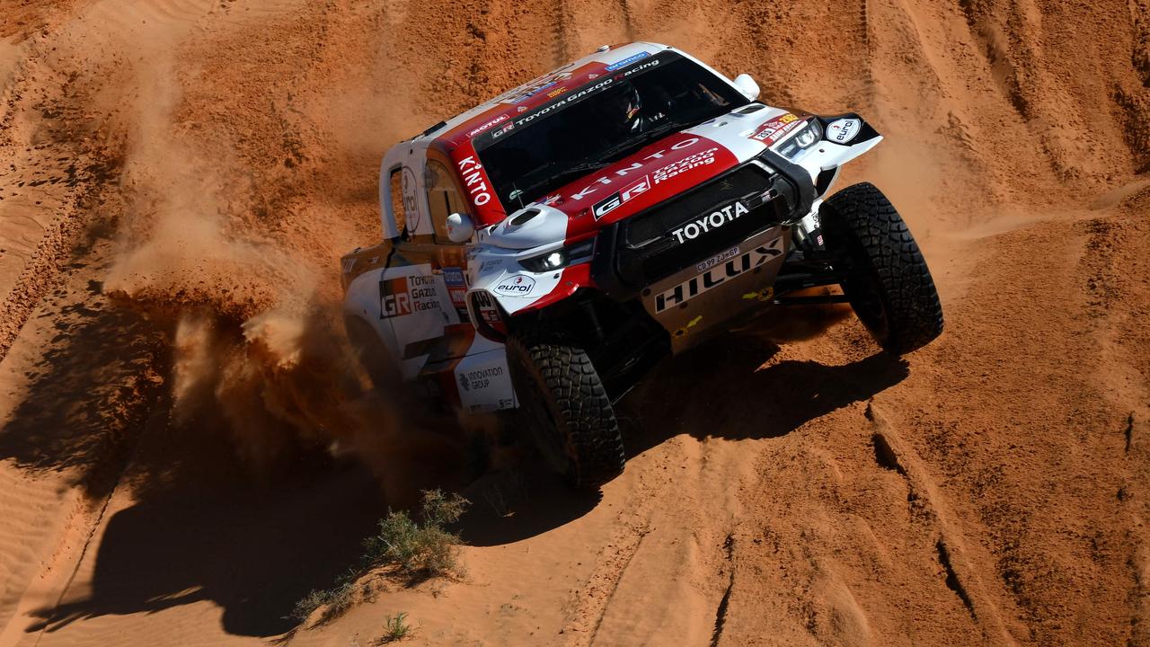 Toyota’s Dakar contender has a twin-turbo petrol V6 engine. Photo: FRANCK FIFE / AFP