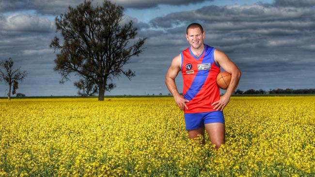 Wimmera ties: Kalkee star Steve Schultz in his canola field. Picture: Colleen Petch