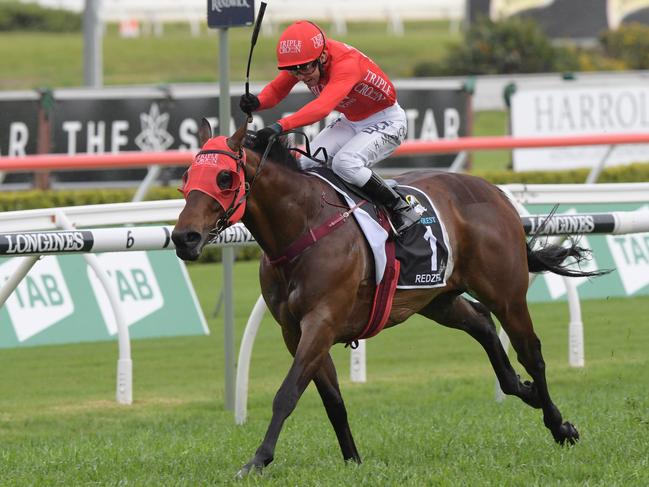 Jockey Kerrin McEvoy rides Redzel to victory in race 7, The Everest, in 2018. Picture: AAP