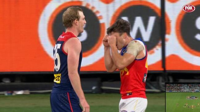 Melbourne Demon Harry Petty sledged by Brisbane Lion Noah Answerth for ...