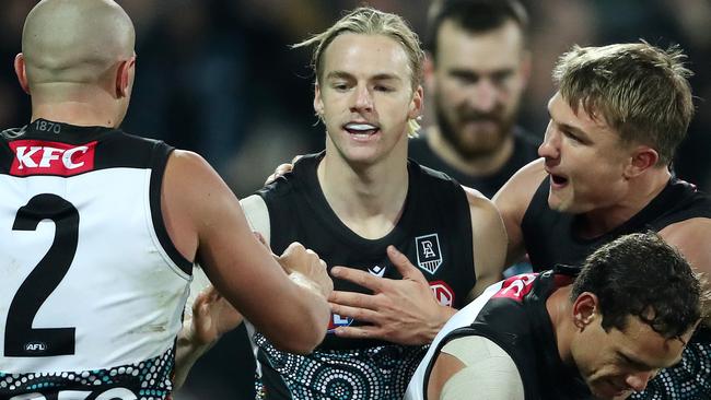 Miles Bergman returns to the Power side for the injured Orazio Fantasia. Picture: AFL Photos/Getty Images