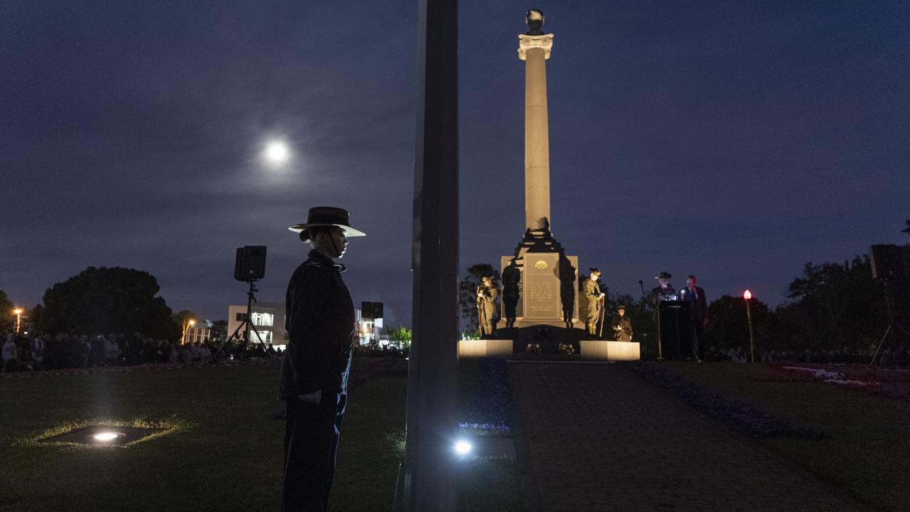 Toowoomba's Anzac Day Dawn Service at the Mothers' Memorial, Thursday, April 25, 2024. Picture: Kevin Farmer