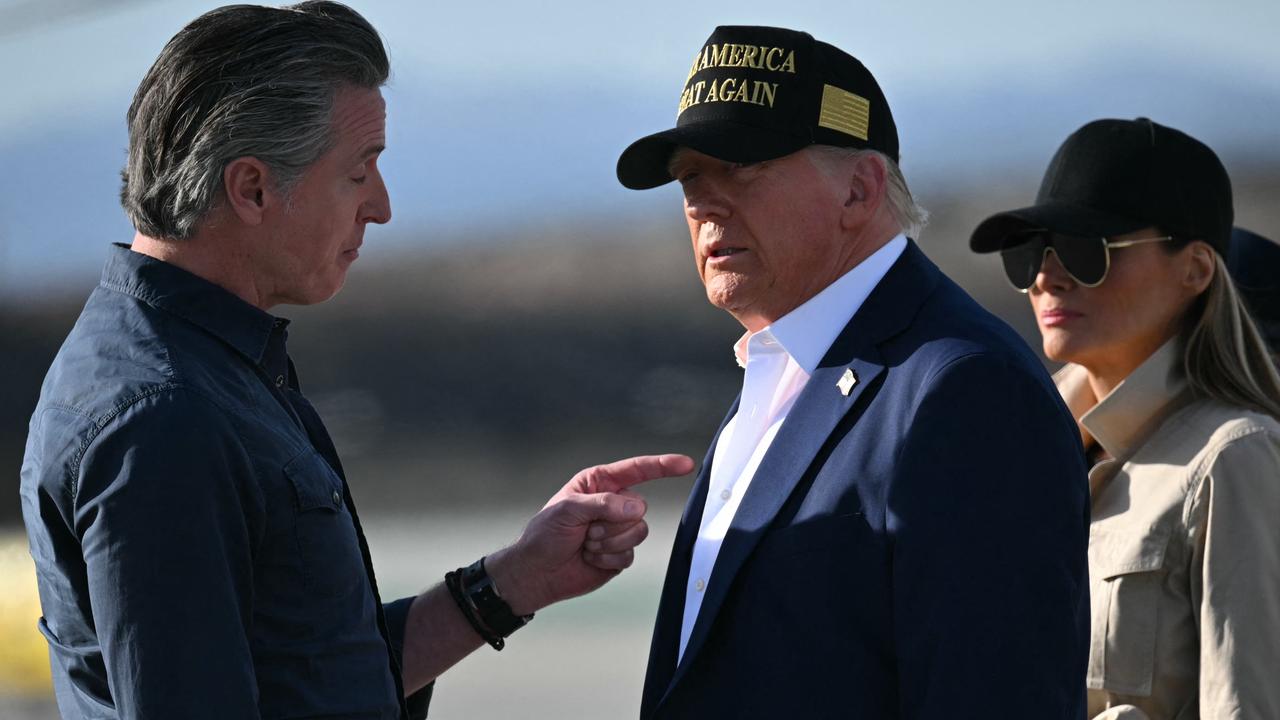 California Governor Gavin Newsom was not expected at LA International Airport when President Trump and First Lady Melania touched down on Air Force One. Picture: Mandel Ngan / AFP