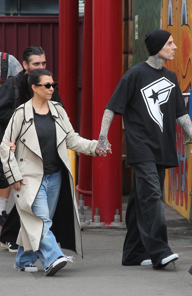 Kourtney and Travis in Sydney. Picture: BACKGRID